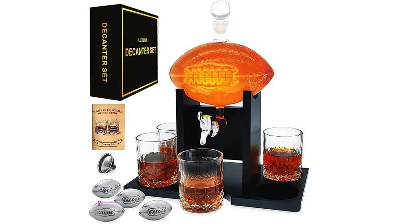 Football Whiskey Decanter Set With Gl…