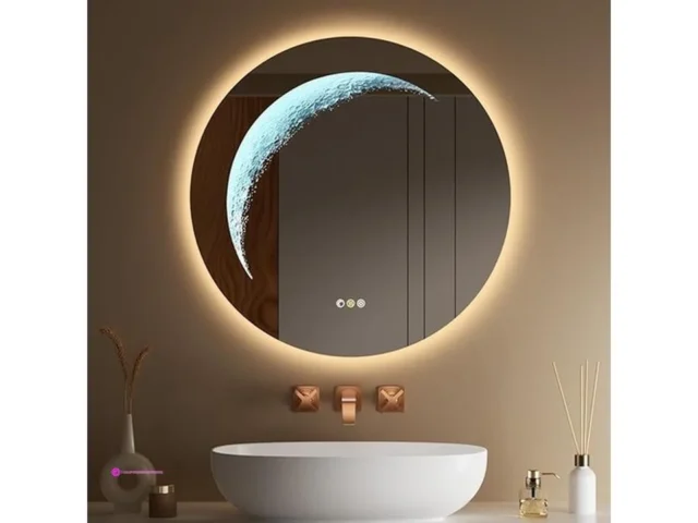 Round Bathroom Mirror With Light Circ…
