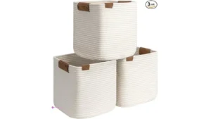 Storageworks White Woven Baskets Cott…