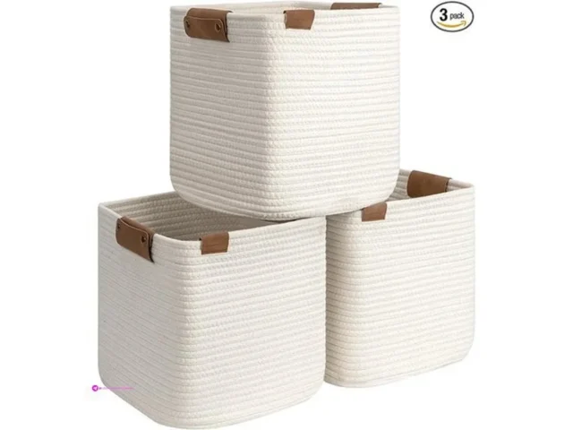 Storageworks White Woven Baskets Cott…