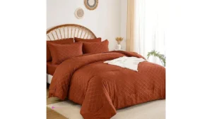 Yiran Burnt Orange Comforter Set Quee…