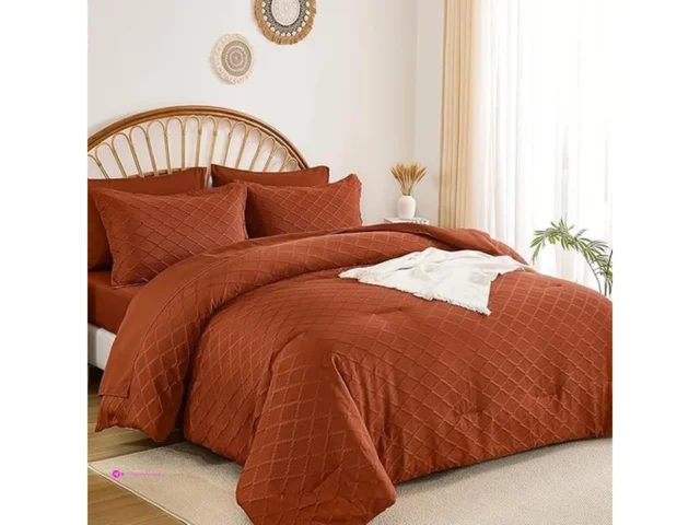 Yiran Burnt Orange Comforter Set Quee…