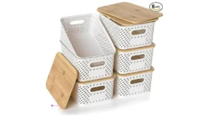 Plastic Storage Bins With Bamboo Lids