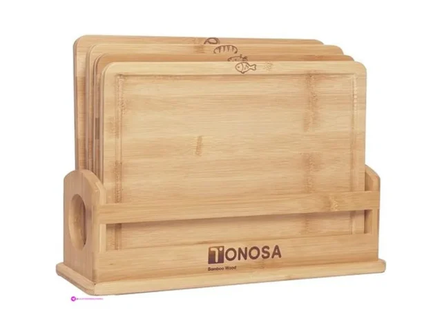 Bamboo Cutting Board Set With Holder