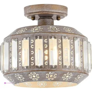 Rustic Crystal Ceiling Light Semi Flu…