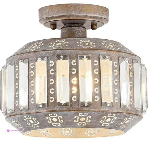 Rustic Crystal Ceiling Light Semi Flu…