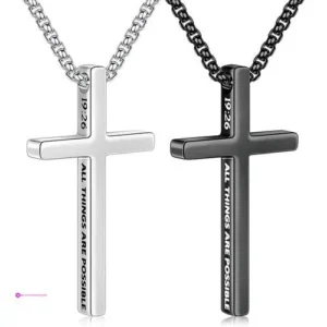 Pcs Black Silver Cross Necklace For