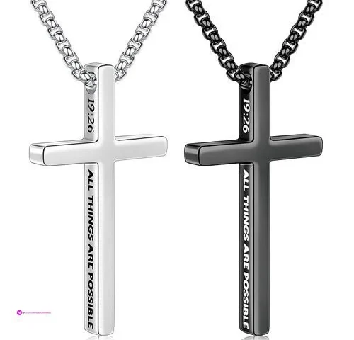 Pcs Black Silver Cross Necklace For