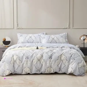 Boho Gray Duvet Cover Set Full Size 3pcs Cotton Soft Vintage Paisley