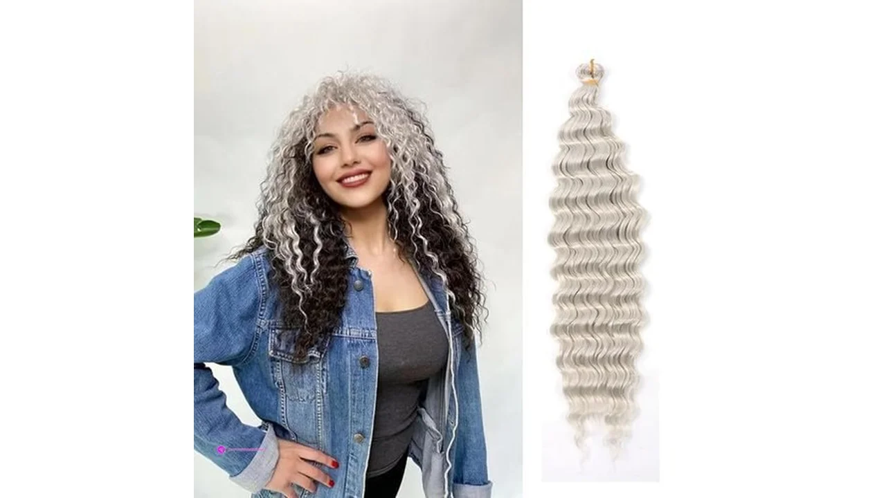 Gray Ocean Wave Crochet Hair For Women Braiding Hair 16inch Curly Braiding