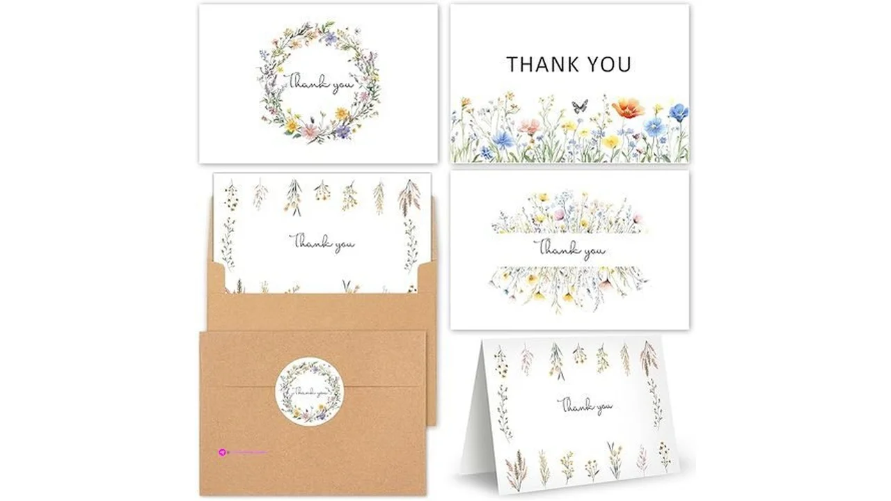 Pack Floral Thank You Cards With Envelopes Bulk 4×6 Inches Personalized Thank