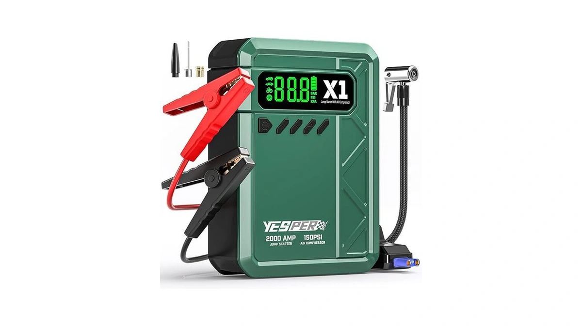 Amazon deal: Yesper Jump Starter With Air Compressor 2000a...