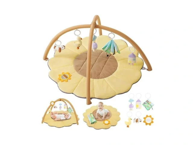 Baby Gym Play Mat Sunflower Shaped Tummy Time Mat…
