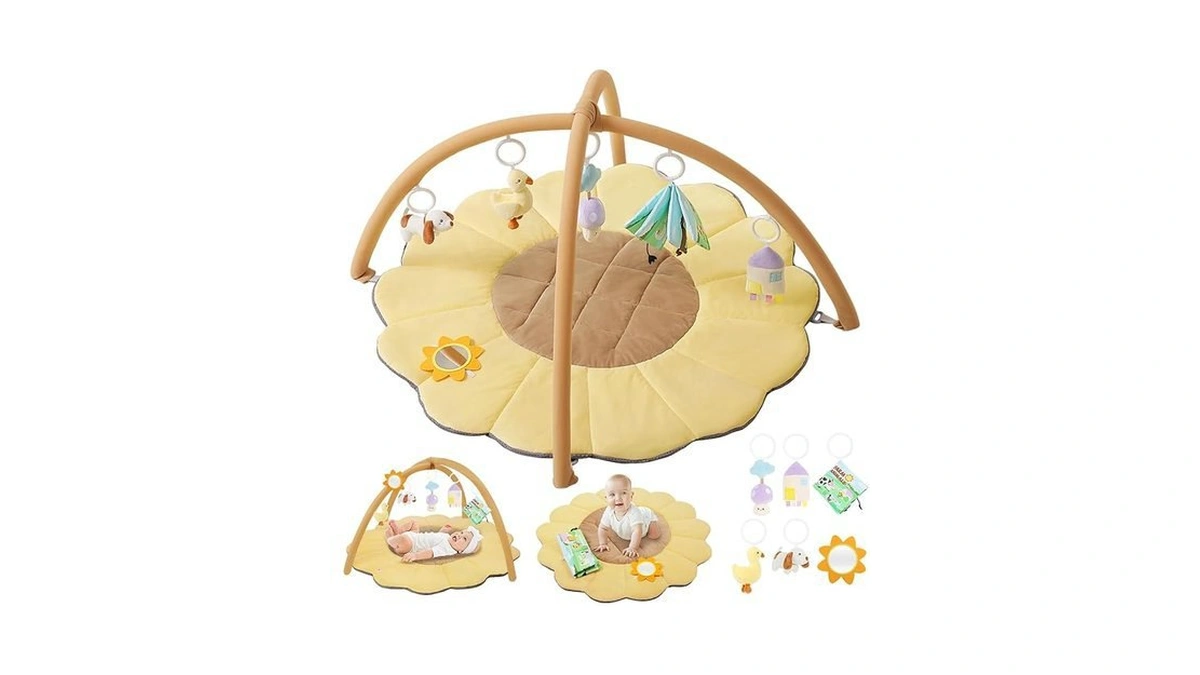 Amazon deal: Baby Gym Play Mat Sunflower Shaped Tummy Time Mat.