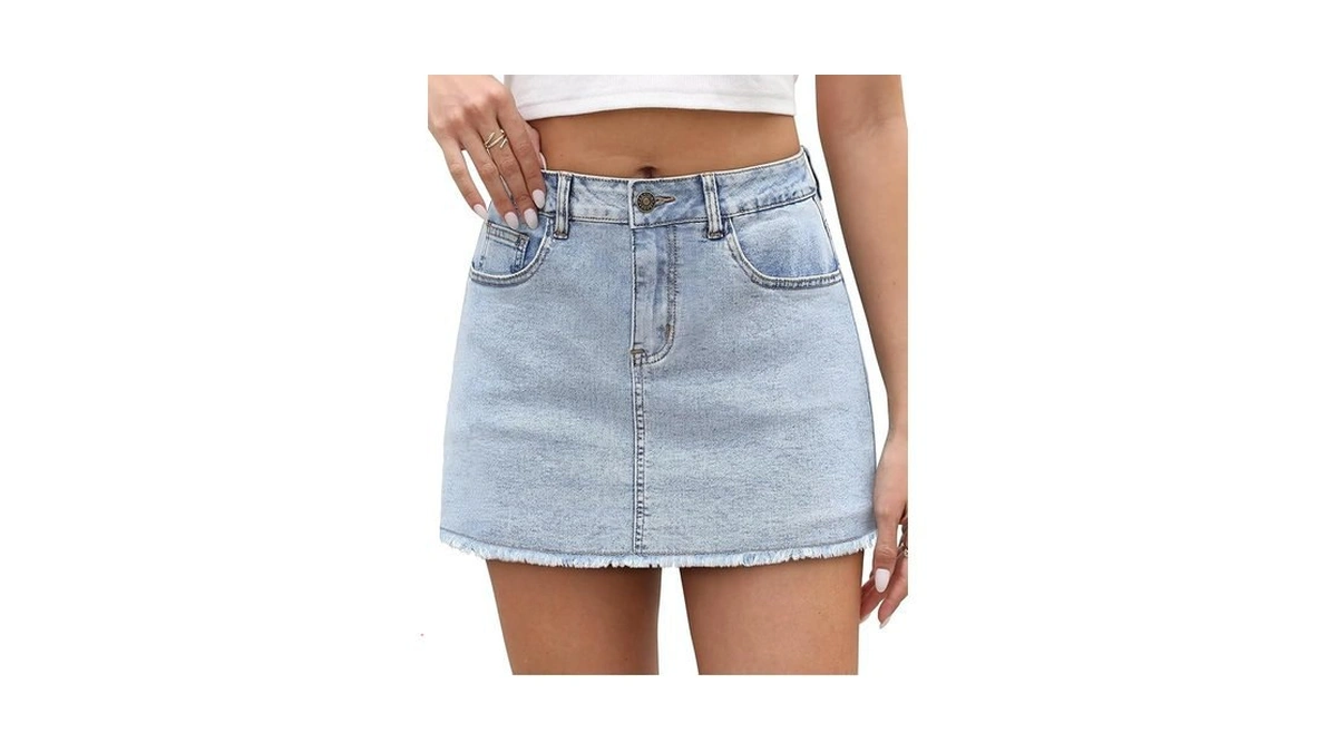 Amazon deal: Kdf Denim Skort For Women High Waisted Denim Mini.
