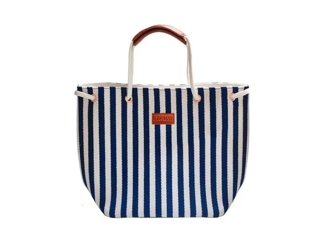 Women S Canvas Tote Bags Medium Striped Beach Tote…