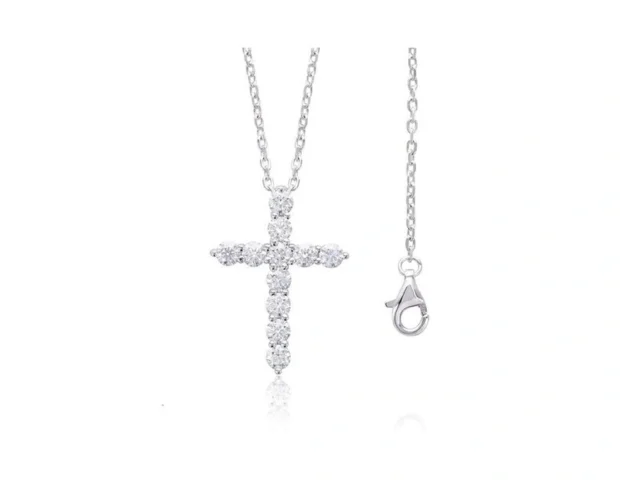Ladylike Moissanite Cross Pendant Necklace For…