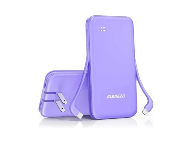 Alongza Portable Charger Built-in Cables And Ac…