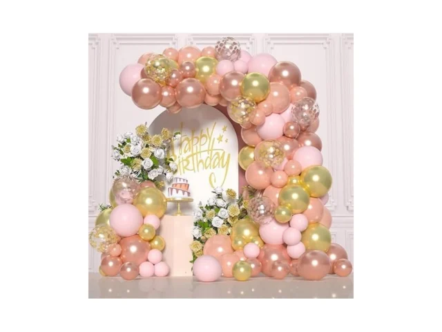 Rose Gold Pink Balloon Garland Kit Pink Metallic…