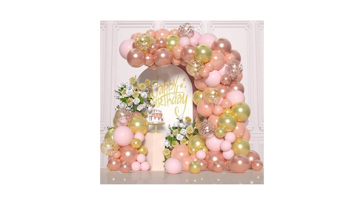 Amazon deal: Rose Gold Pink Balloon Garland Kit Pink Metallic..