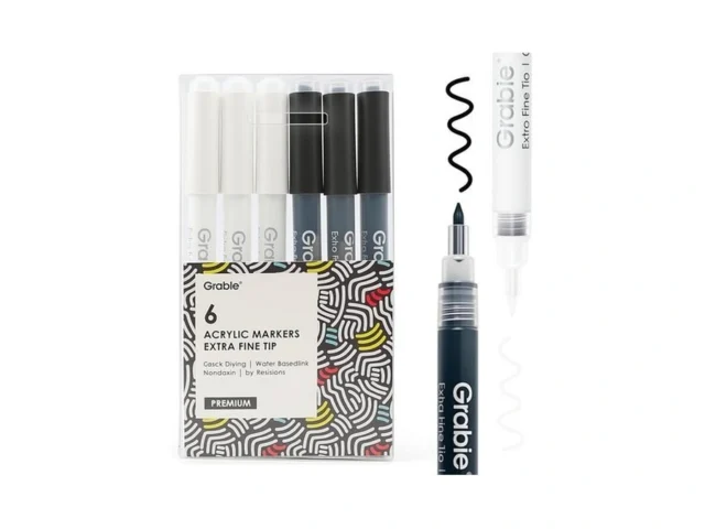 Grabie Black White Extra Fine Tip Acrylic Paint…