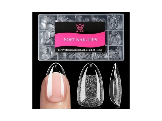 Qiek Short Almond Nail Tips – 15 Sizes 240 Pcs Half…