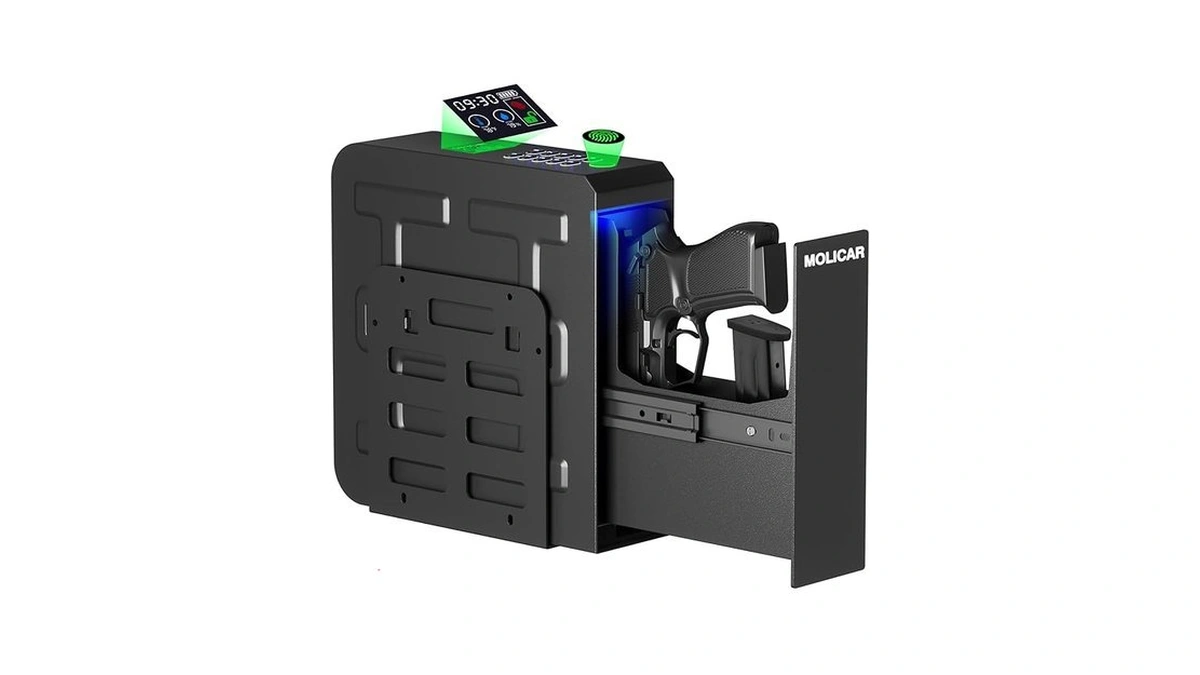 Amazon deal: Biometric Slider Pistol Safe With Lcd Of Temp...