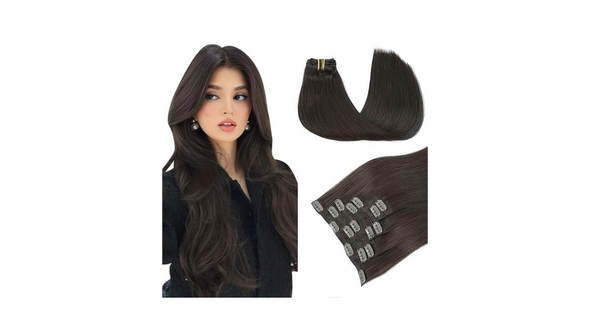 Amazon deal: Pinkpearl Human Hair Extensions Clip Ins 18inch...