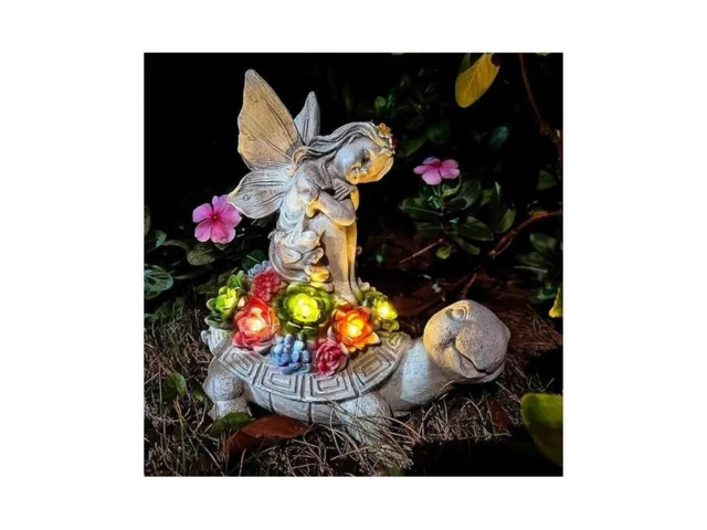 Solar Fairy Garden Statue – Angel Fairy On Turtle… Code