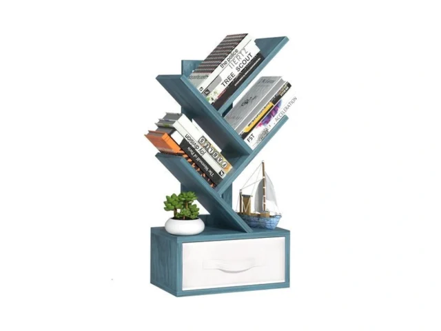 Sheepam Small Book Shelf With Drawer 4 Tier Black… Code