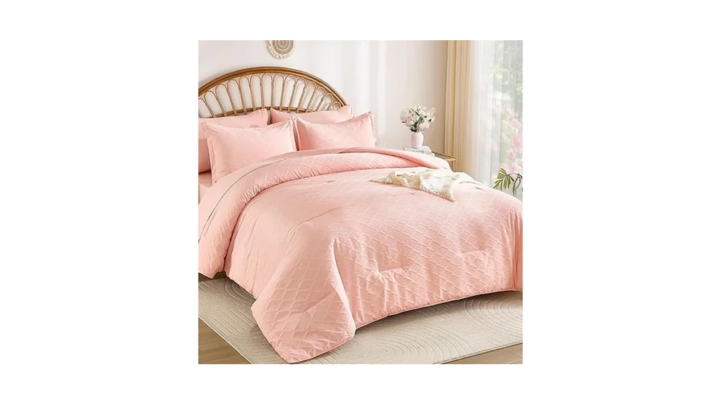 Amazon coupon: Yiran Pink Comforter Set Queen Size Jacq