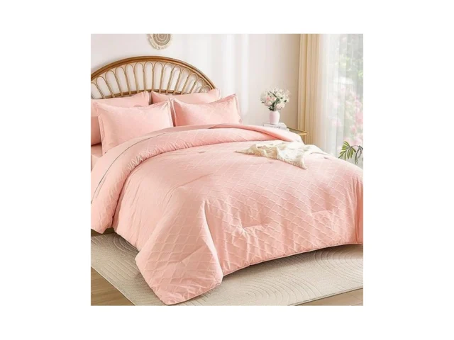 Yiran Pink Comforter Set Queen Size Jacquard Tufted…