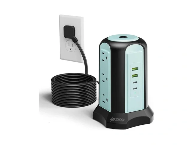 15ft Long Extension Cord Power Strip Tower Surge… Code