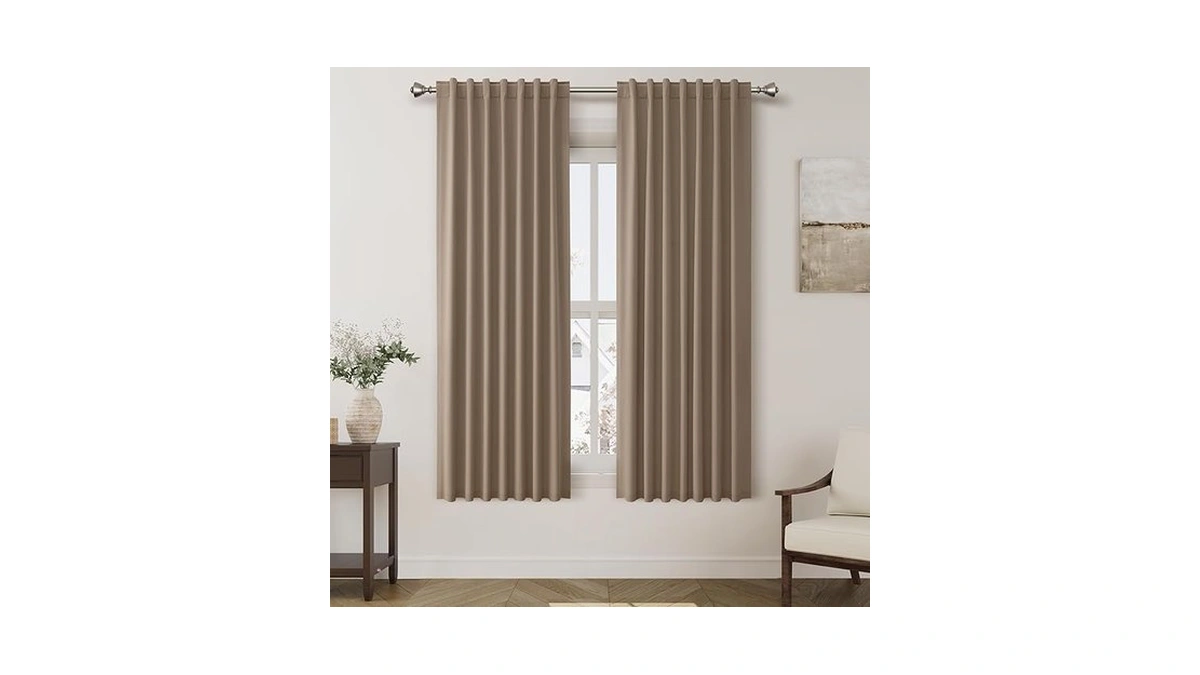Amazon coupon: Nanspring Tan 100 Blackout Curtains 63 I