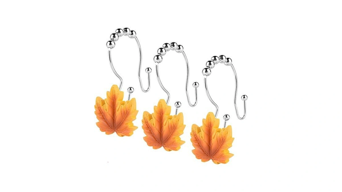 Amazon code: Double Shower Curtain Hooks 12pcs Maple