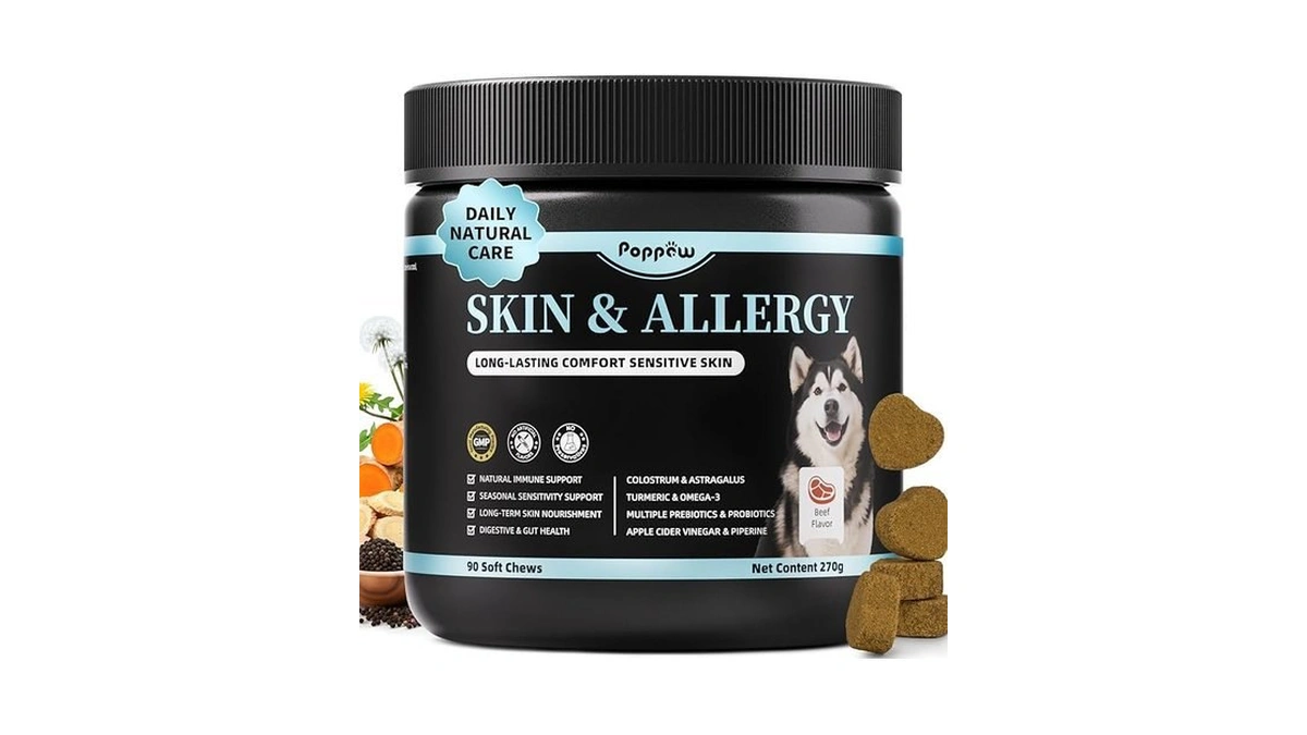 Amazon code: Poppaw Dog Skin Allergy Chews - Dog Prob