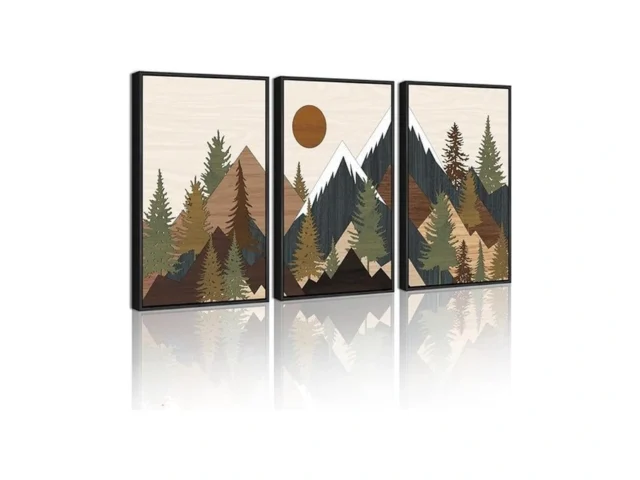 Kuvioke Morden Mountains Framed Wall Art Boho Pine… Code