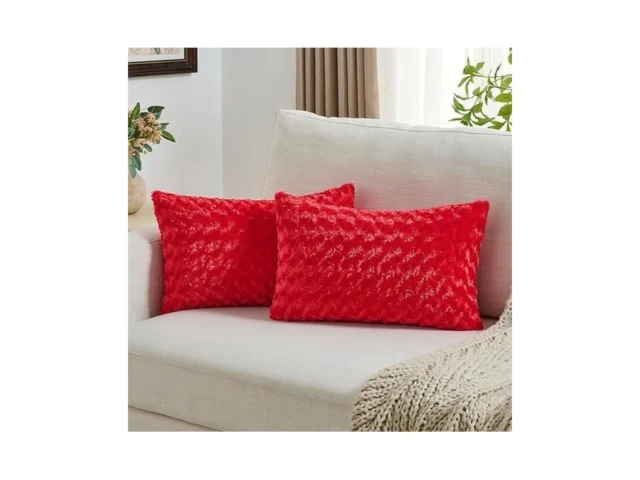 Futei Red Rose Decorative Throw Pillow Covers 12×20…