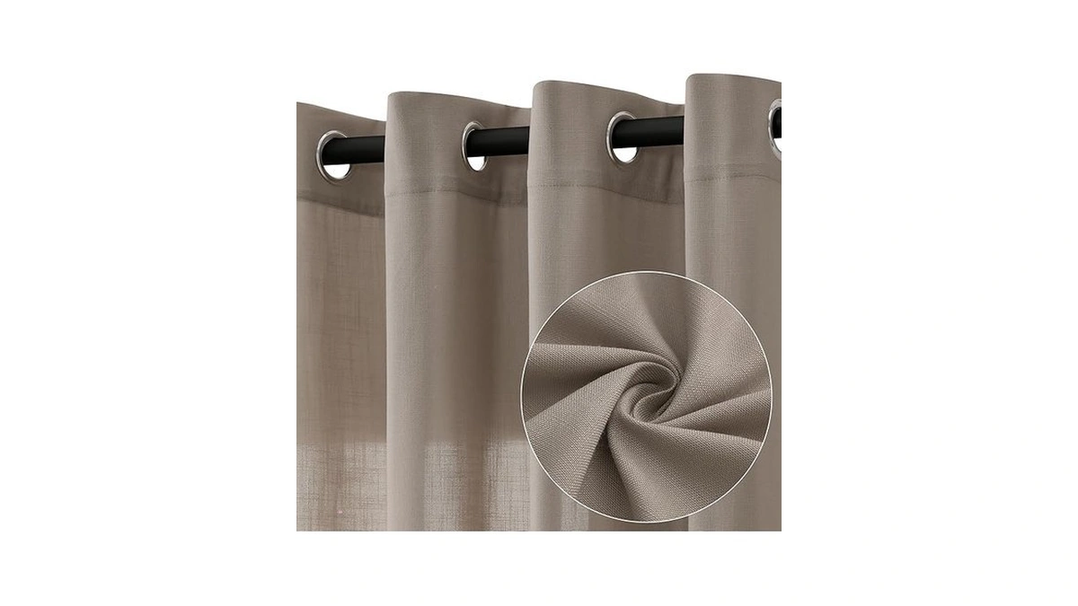 Amazon coupon: Jowels Taupe Linen Curtains 90 Inch Leng