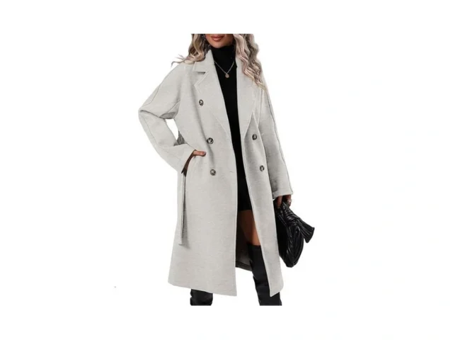 Danedvi Women Elegant Wool Pea Coat Lapel Collar… Code