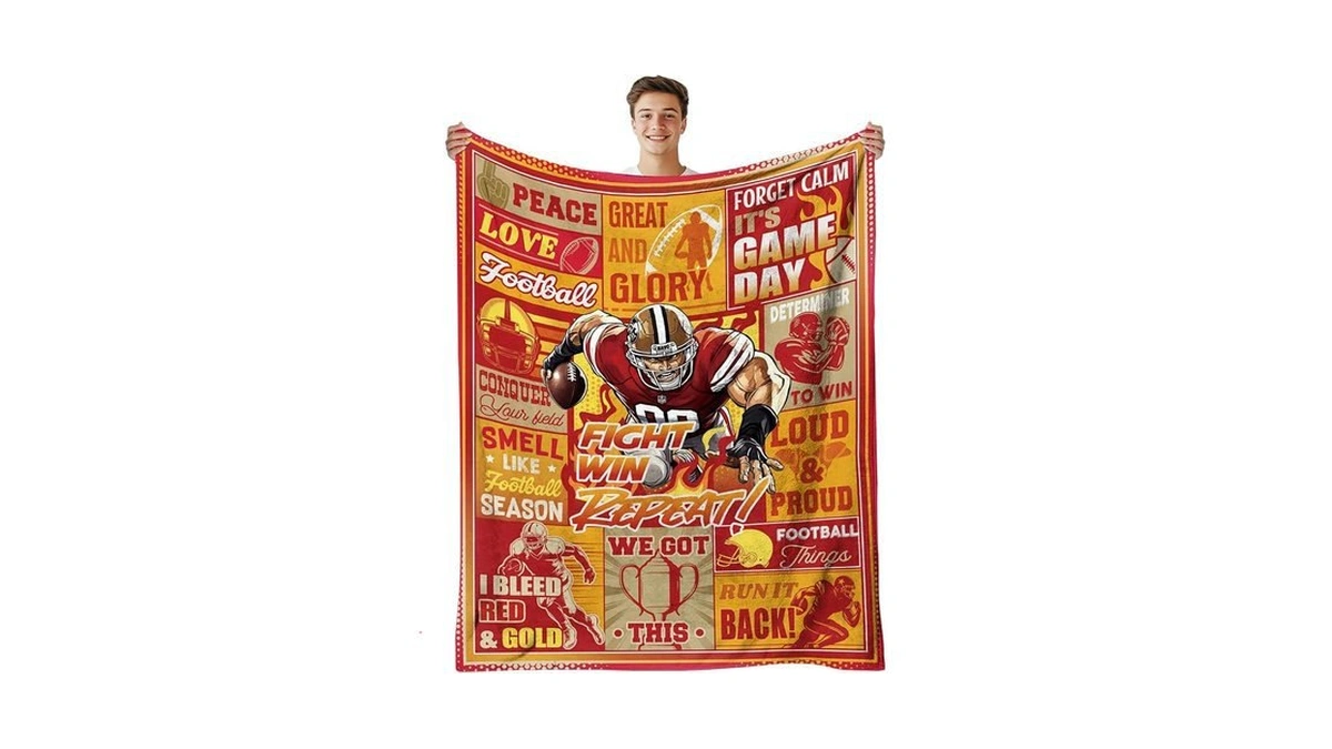 Amazon coupon: Reetook Flannel Fall Blanket Football Bl