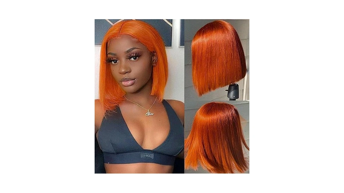 Amazon code: Johlua Ginger Orange Bob Wig Human Hair