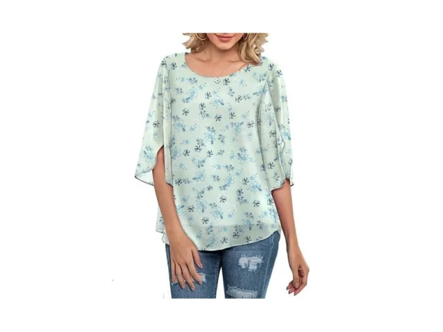 Neineiwu Women S Loose Casual 3 4 Sleeve Chiffon… Code