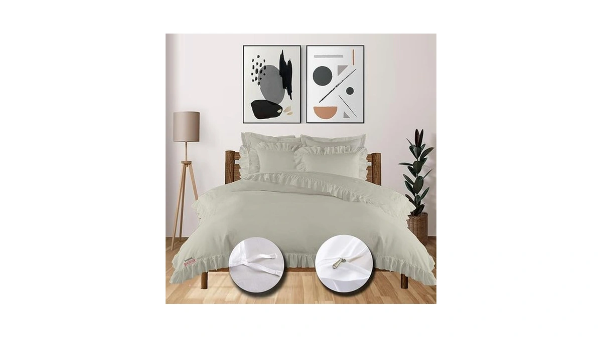 Amazon coupon: Ebeddy Linens Edge Ruffle Duvet Cover Se