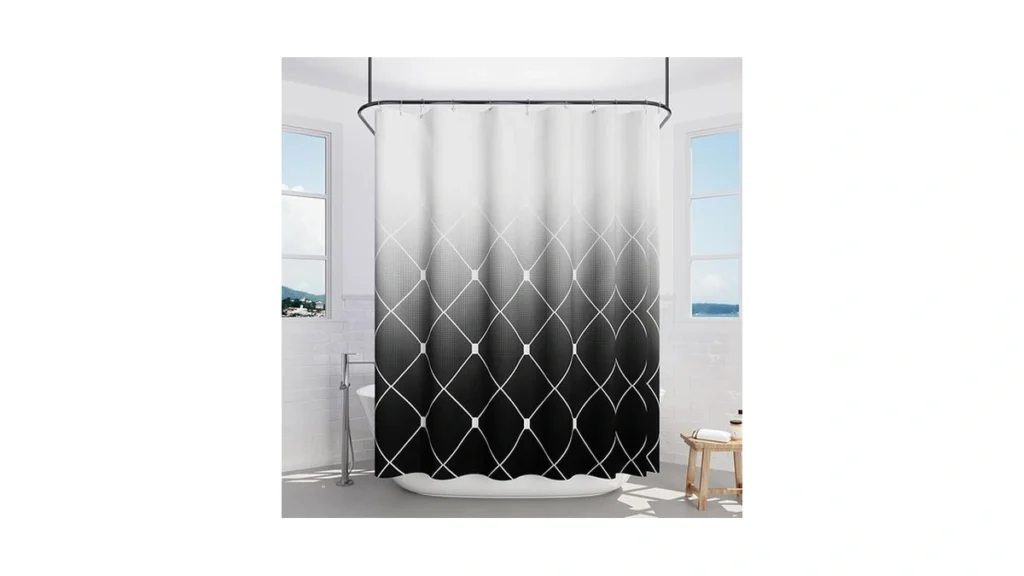 Amazon coupon: Black Shower Curtain Ombre Waffle Weave