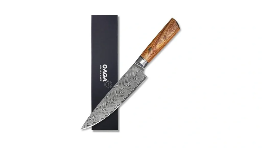 Amazon code: Oaga Chef Knife 8 Inch Damascus Japanese