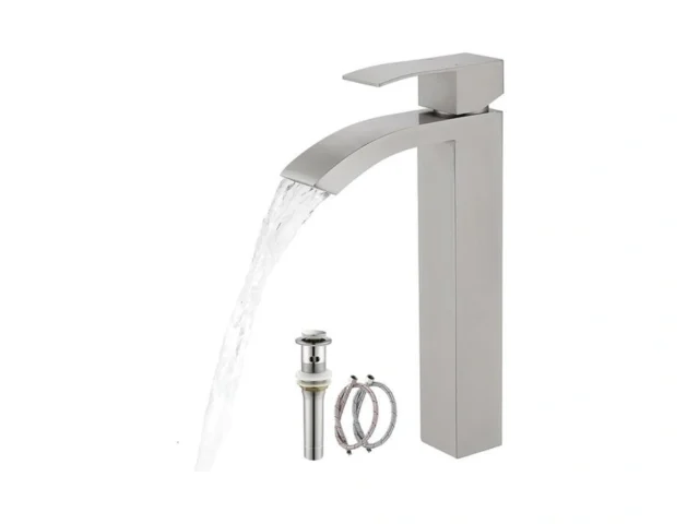 Brushed Nickel Tall Waterfall Bathroom Faucet… Coupon