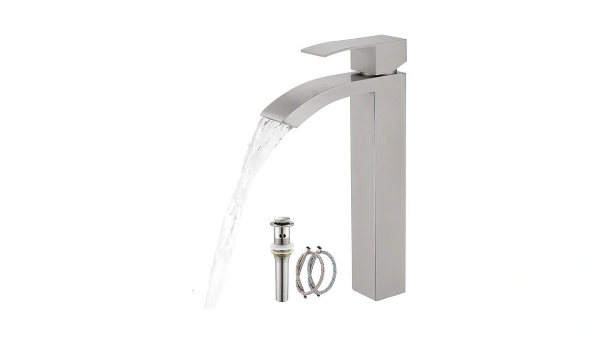 Amazon coupon: Brushed Nickel Tall Waterfall Bathroom F