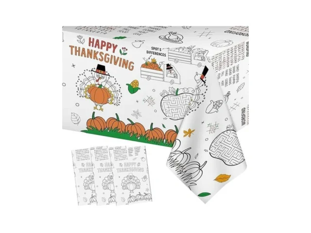 3 Pack Thanksgiving Coloring Tablecloth For Kids… Code