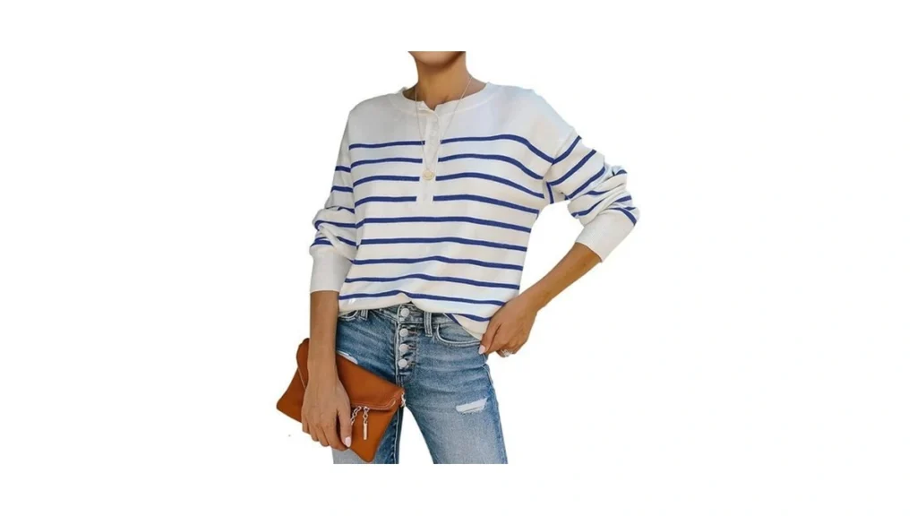 Amazon code: Womens Striped Henley Sweaters Soft Ligh